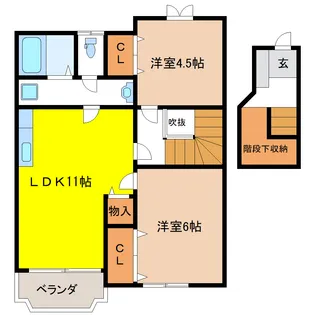 栃木県矢板市扇町2【アパート】の間取り