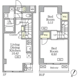 アジールコート三宿テラス【1階】の間取り