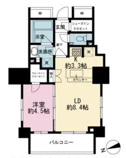 ザ・パークハウスアーバンス御成門【11階】の間取り