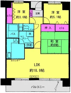 ライオンズプラザ西八王子【6階】の間取り