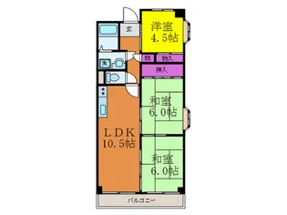 エステ-ト三島【2階】の間取り