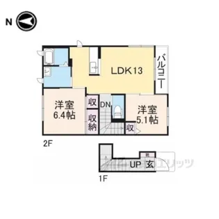 オーク・ヴィレッジD【2階】の間取り