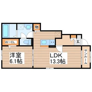 ピース ヴィラ袋原南B【1階】の間取り