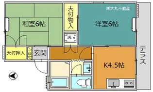 コーポオオゴD棟【1階】の間取り