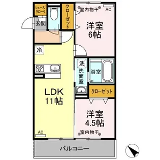 プラネージュII【2階】の間取り