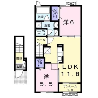 カボシャール【2階】の間取り