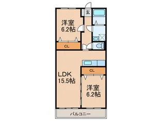 メルベーユ・大野城【3階】の間取り