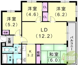岡本山手フラッツ【3階】の間取り