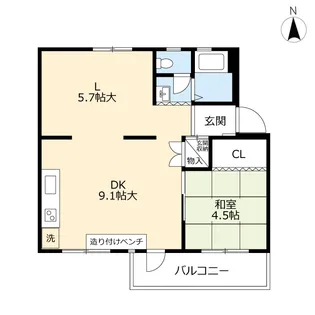 UR城野【4階】の間取り