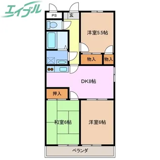 ファミール西浜田 北館【4階】の間取り