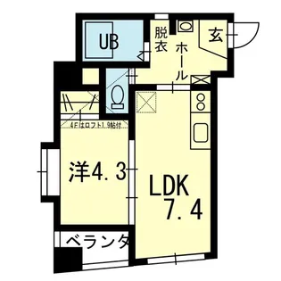 ライズ古城堀端【4階】の間取り