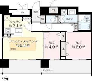 ファインシティ札幌ザ・ノースゲート【2階】の間取り
