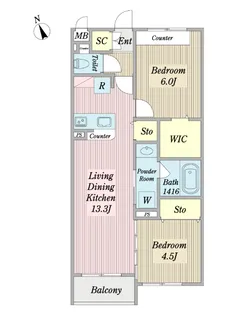 エールドゥヴィ【3階】の間取り