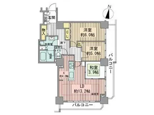 知事公館前タワーレジデンス【8階】の間取り
