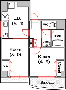 日興桜川ハイツ【7階】の間取り