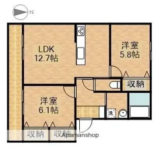 ラフォーレ天王II【1階】の間取り