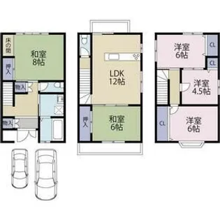 京都府京都市北区衣笠東御所ノ内町【一戸建】の間取り