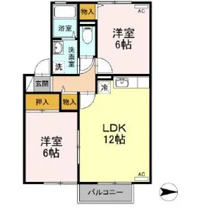 徳島県阿南市那賀川町上福井南川渕【アパート】の間取り