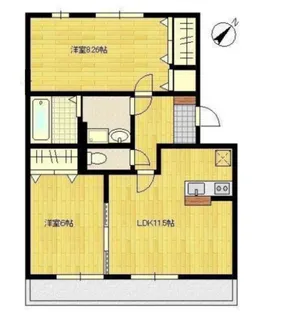 ニューリバーサイド夢咲A【3階】の間取り