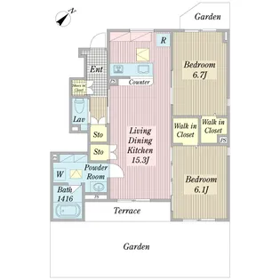 カメリア・グランデ【1階】の間取り