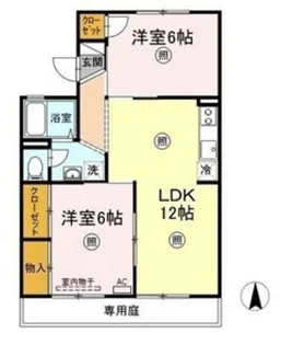 グレースタウン原 B棟【1階】の間取り