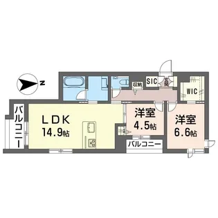 グレイッシュフジシマ【1階】の間取り