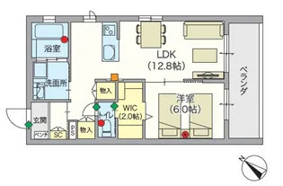 (シニア限定)ヴィレッジすくね【2階】の間取り