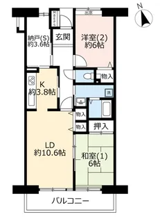 UR八千代ゆりのき台パークシティ【4階】の間取り