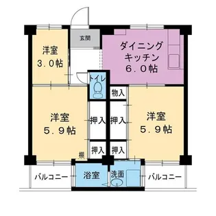 ビレッジハウス野村2号棟【4階】の間取り