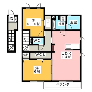 ラ レコルトA【2階】の間取り