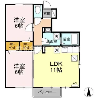 《角部屋》ベルボナール【1階】の間取り
