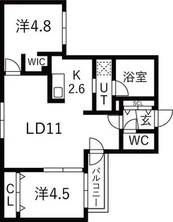 ラ・ムーン福住 仮)月寒東1-11MS B棟【3階】の間取り