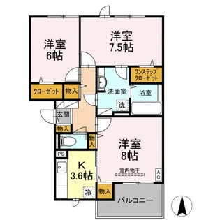 宮城県名取市杜せきのした1【アパート】の間取り