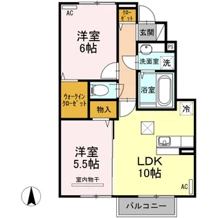 Grandir C 102号室【1階】の間取り