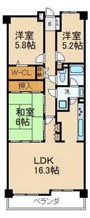 オークヒルズ香里参番館【6階】の間取り