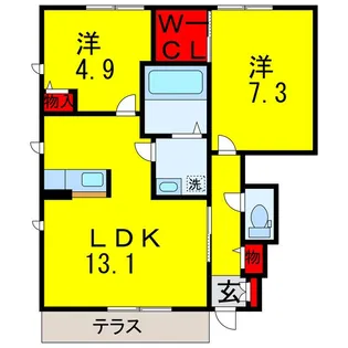2LDKの間取り画像