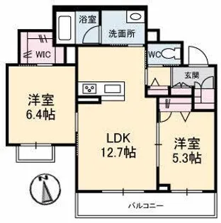 ベレオ昭和【2階】の間取り