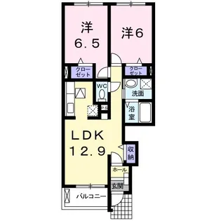 広島県福山市北本庄3【アパート】の間取り