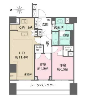 ザ・パークハウス高輪プレイス【5階】の間取り