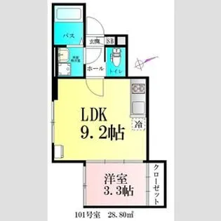 シャイニングパレス宮城野原【1階】の間取り