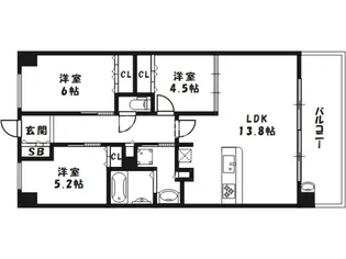 プレサンスロジェ大阪福島【3階】の間取り