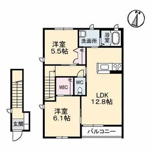 エクリール B棟【2階】の間取り