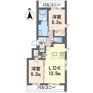 ベイヒルズ三ッ沢【2階】の間取り