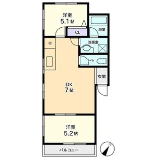 信開セルーラ粟津駅サウス【2階】の間取り