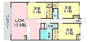ブラン・ノワール赤坂【3階】の間取り