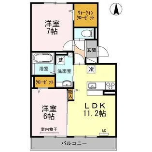 メルベーユ中筋【2階】の間取り