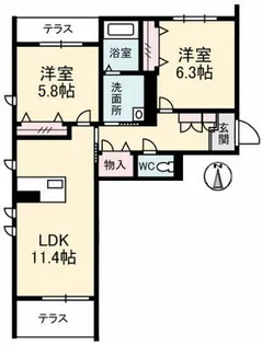グランマスト今 A棟【1階】の間取り