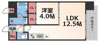 プレジオ八戸ノ里【2階】の間取り
