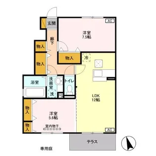 ピーノ・エヴァラスティング B【1階】の間取り