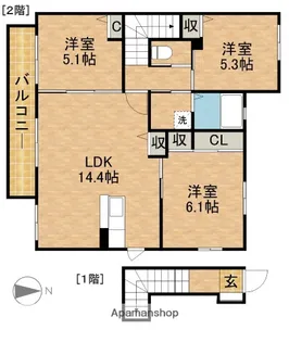 Pine富塚II【2階】の間取り